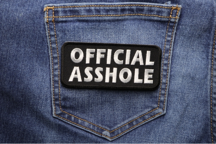 Official Asshole Patch shown on jeans