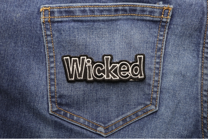 Wicked Patch shown on jeans