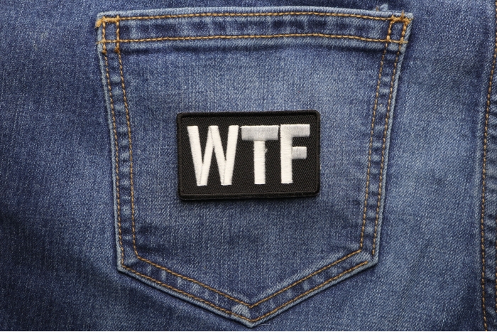 WTF Patch shown on jeans