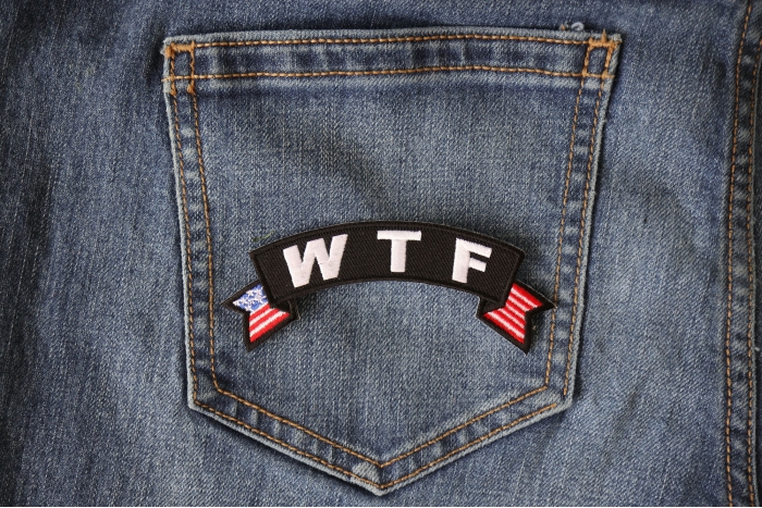 WTF Patch shown on jeans