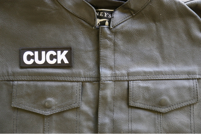 Cuck Iron on Patch shown on leather vest