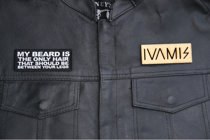My Beard is the Only Hair that should be Between Your Legs Patch, Funny Saying Patches, Sew or Iron on shown on leather vest