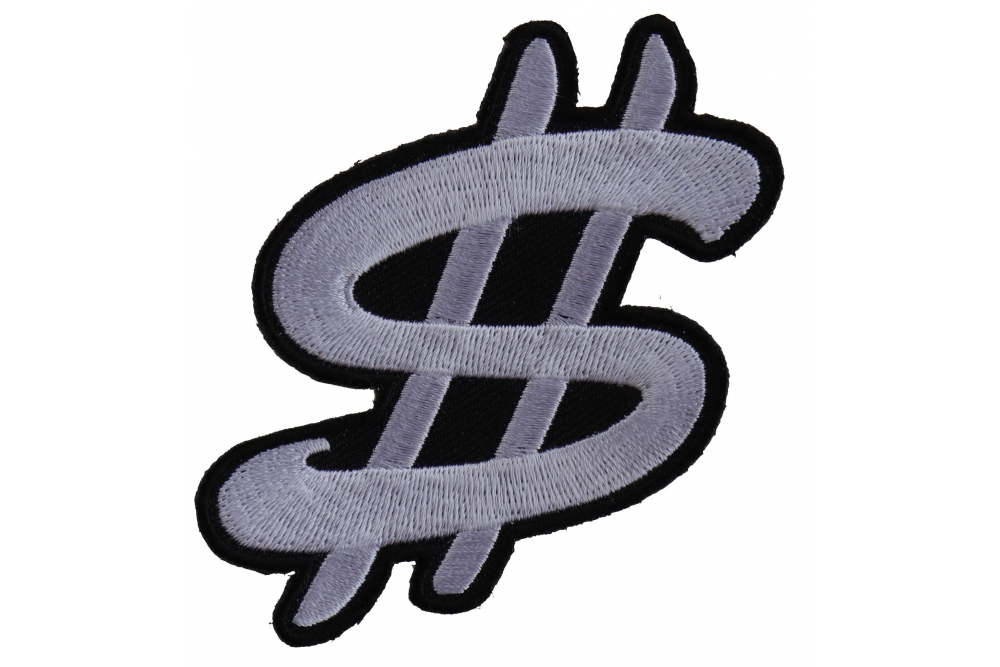 DOLLAR SIGN PATCH embroidered MONEY symbol CASH iron-on round CURRENCY SYMBOL 