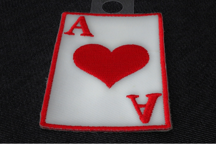 Ace Of Hearts Novelty Iron on Patch diagonal view