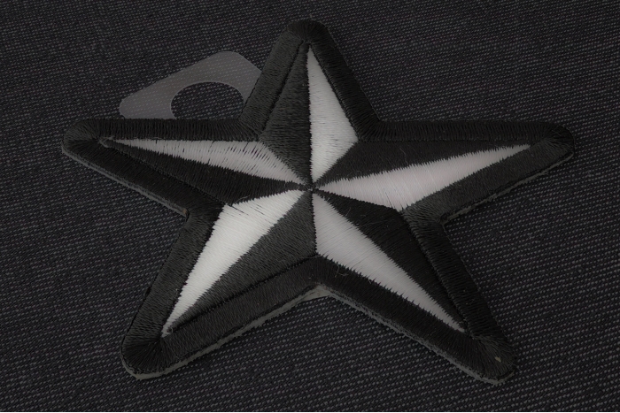 Black White Nautical Star Iron on Novelty Patch diagonal view