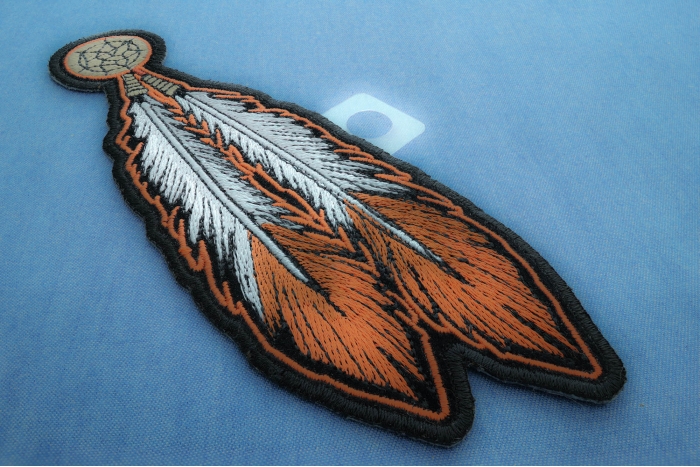 Brown White Feathers Patch diagonal view