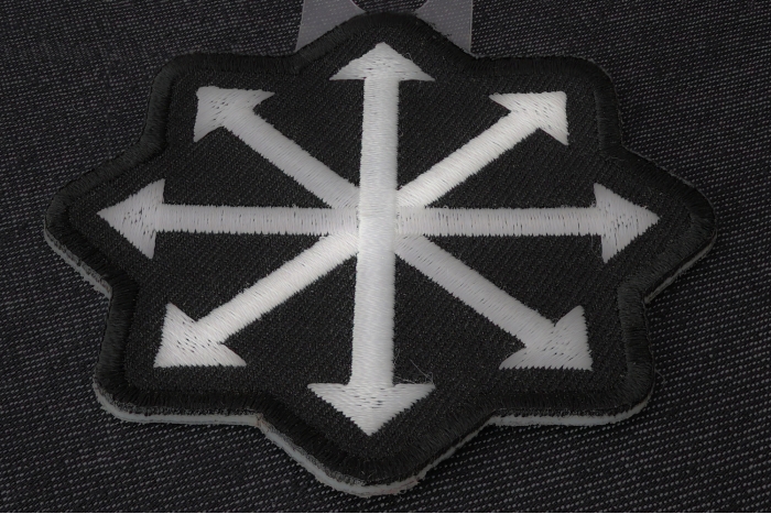 Chaos Arrows Iron on Novelty Patch diagonal view