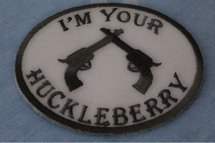 I'm Your Huckleberry Pistols Iron on Novelty Patch diagonal view