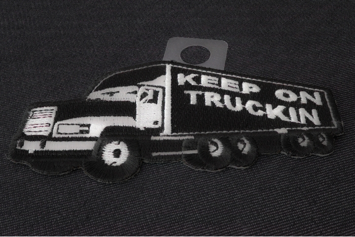 Keep On Trucking Iron on Novelty Patch diagonal view