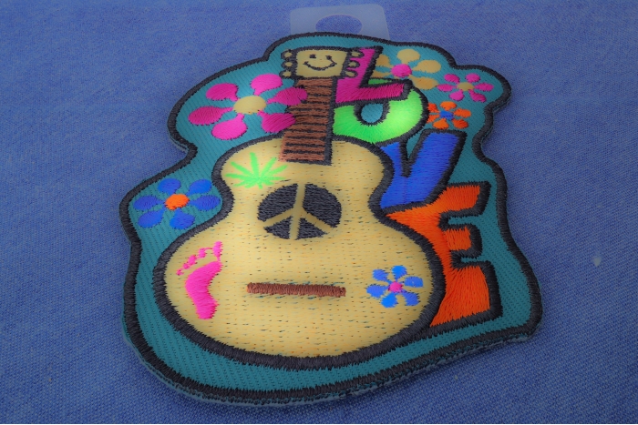 Love Guitar Cute Novelty Iron on Patch diagonal view
