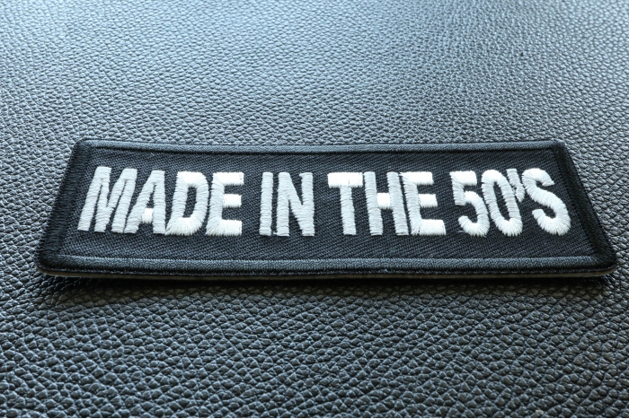 Made in the 50's Novelty Iron on Patch diagonal view