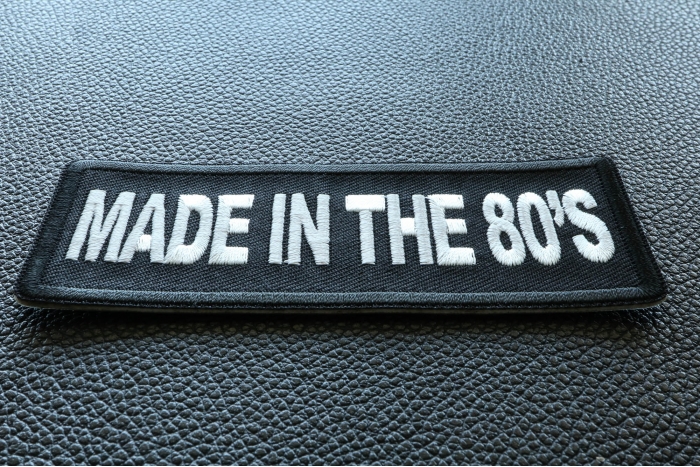 Made in the 80s Novelty Iron on Patch diagonal view