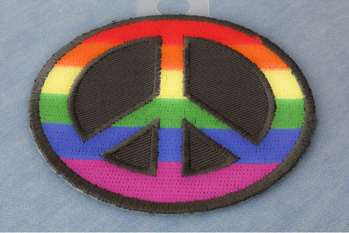 Rainbow Peace Novelty Iron on Patch diagonal view