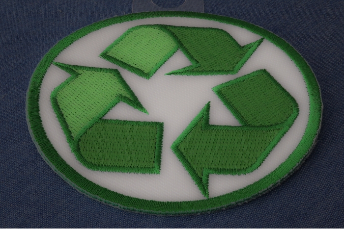 Recycle Sign Novelty Iron on Patch diagonal view