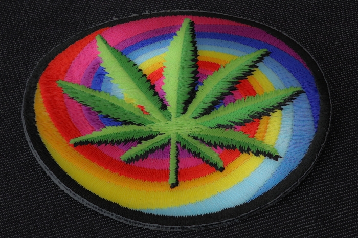 Sweet Leaf Marijuana Novelty Iron on Patch diagonal view