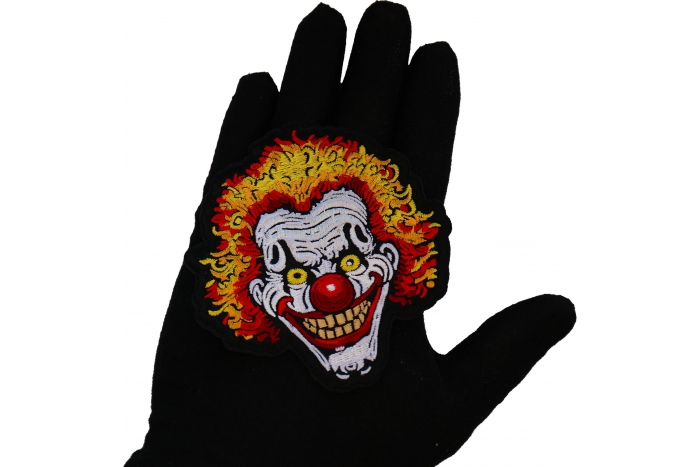 Afro Clown Patch shown on hand for size comparison