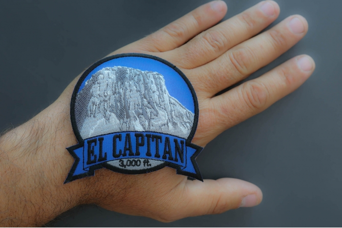 El Capitan Patch shown on hand for size comparison