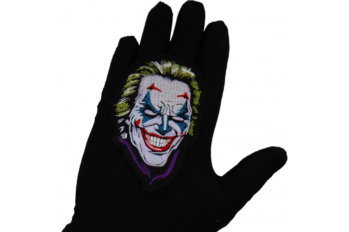 Hello Joker Patch shown on hand for size comparison