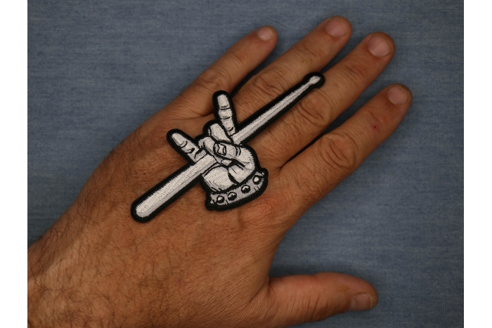 Rock Drummer Patch shown on hand for size comparison