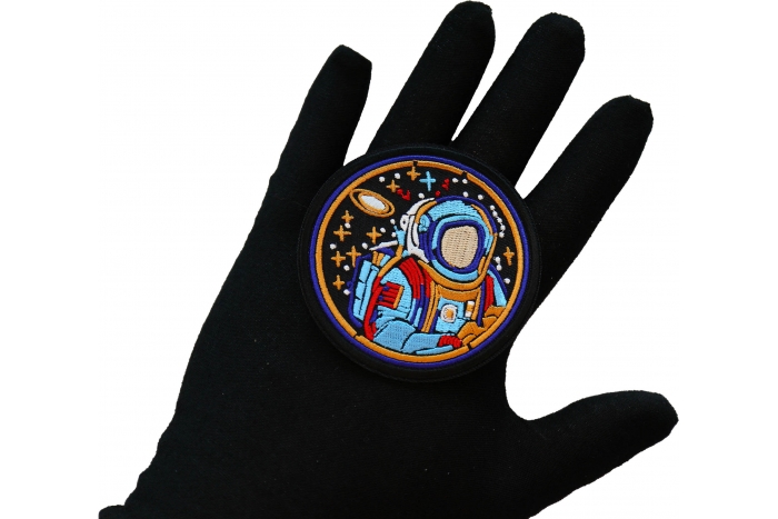 Space Astronaut Patch, Iron on Patches shown on hand for size comparison