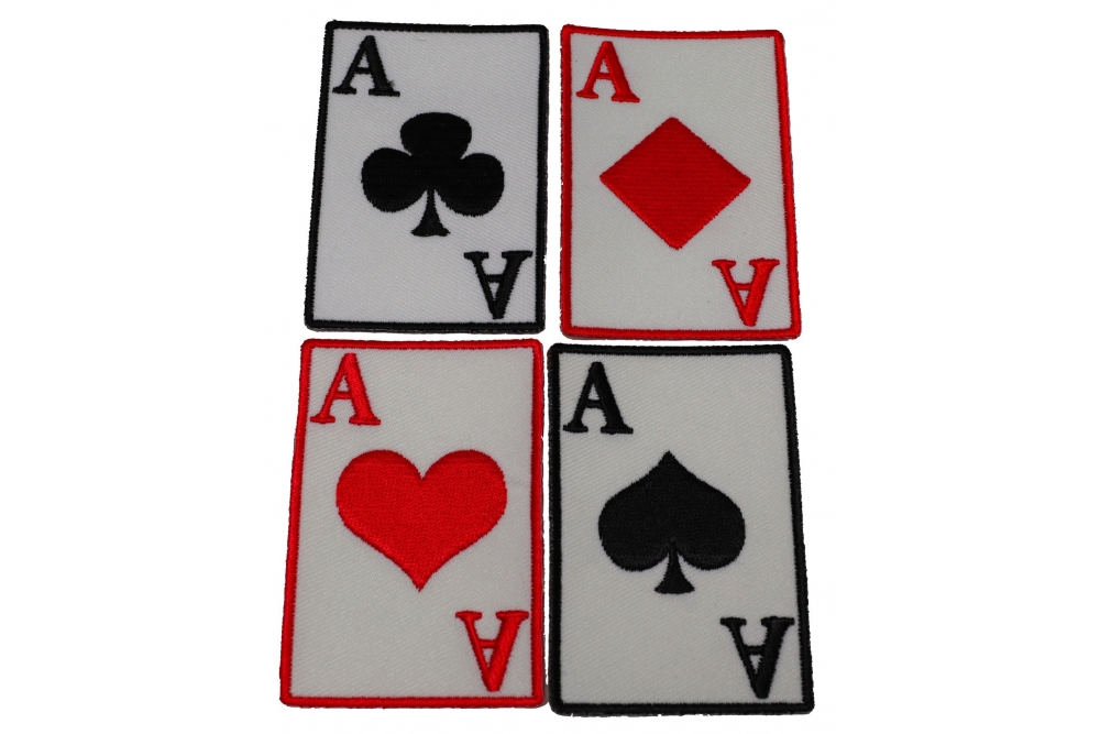 Ace Of Spades Hearts Diamonds and Clubs Novelty Iron on Patches