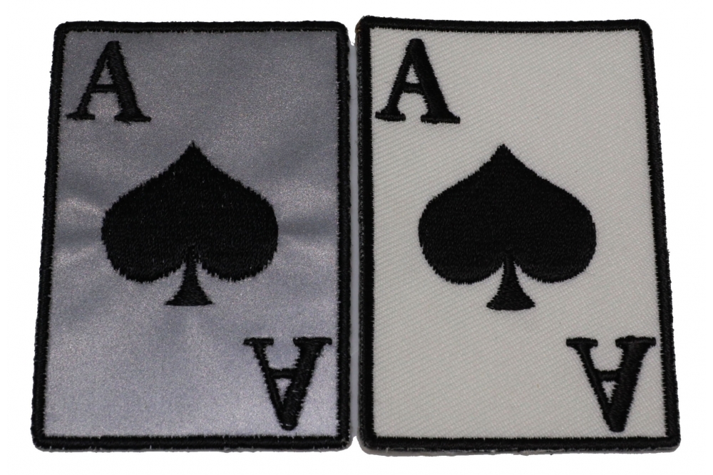Ace Of Spades Patches Black White and Reflective 2 Patch Deal