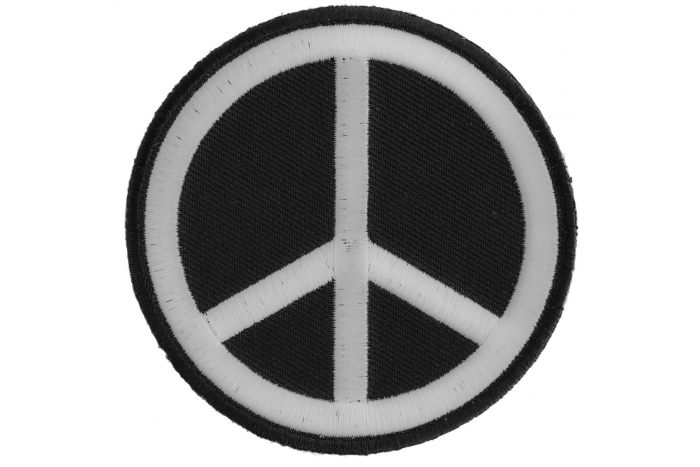 Black White Peace Sign Novelty Iron on Patch