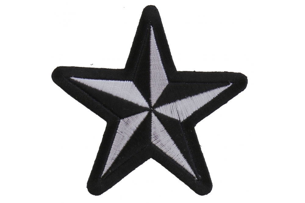 Black White Nautical Star Iron on Novelty Patch - Iron on Novelty Patches  by Ivamis Patches
