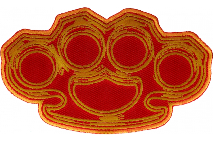 Brass Knuckles in Red and Yellow Patch