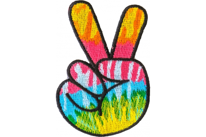 Colorful Peace Fingers Hand Sign Novelty Iron on Patch