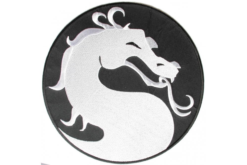 White Dragon Embroidered Iron on Patch