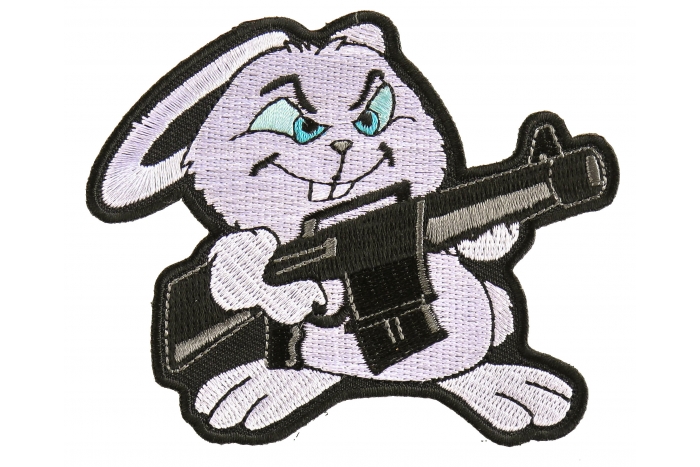 Machine Gun Bunny Rabbit Novelty Iron on Patch