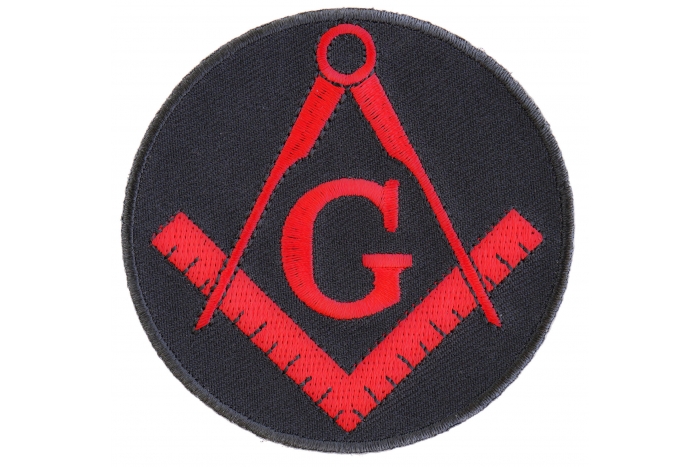Mason Symbol Novelty Iron on Patch In Red