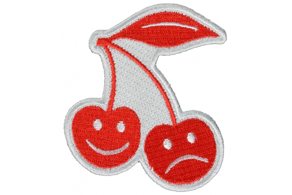 Smiling and Frowning Cherries Iron on Patch