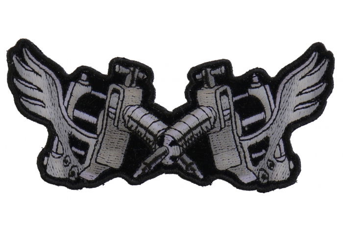 Tattoo Guns Wings Novelty Iron on Patch