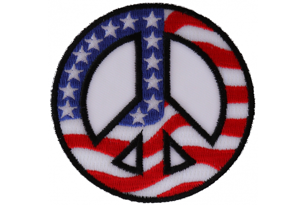 US Flag Peace Sign Novelty Iron on Patch