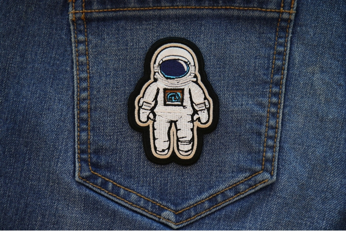 Floating Astronaut Patch shown on jeans