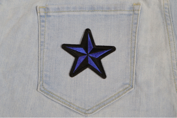 Blue Star Patch shown on jeans