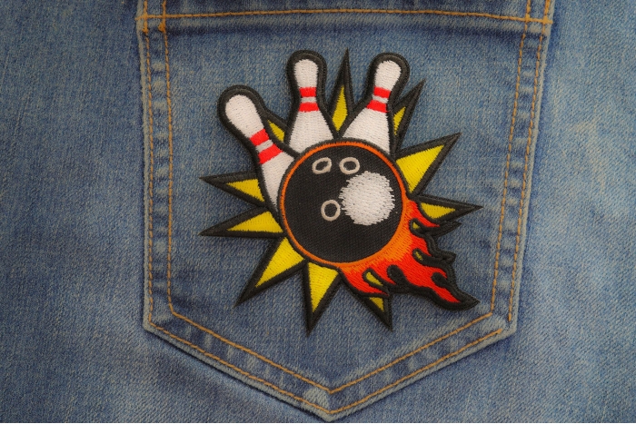 Bowling Patch shown on jeans