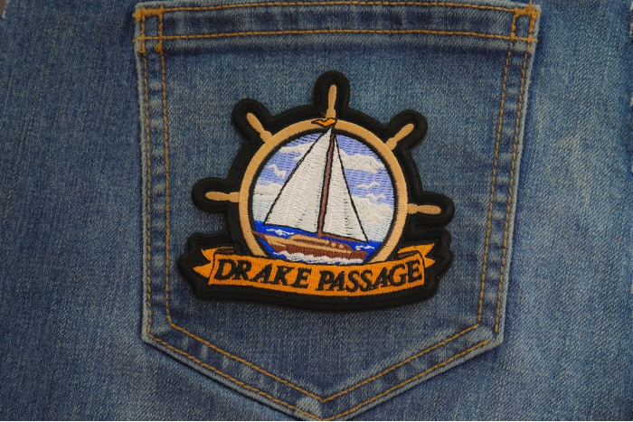 Drake Passage Patch shown on jeans