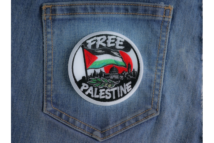 Free Palestine Patch shown on jeans