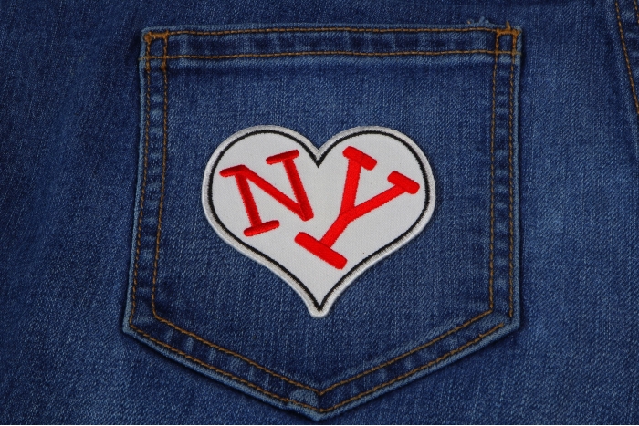 I Love NY Heart Patch shown on jeans