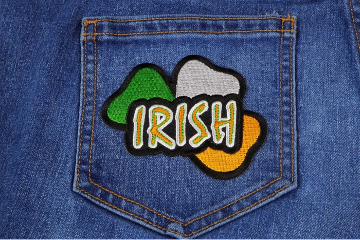 Irish Patch shown on jeans