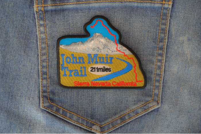 John Muir Trail Patch shown on jeans