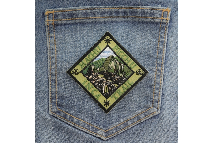 Machu Pichu Inca Trail Patch shown on jeans