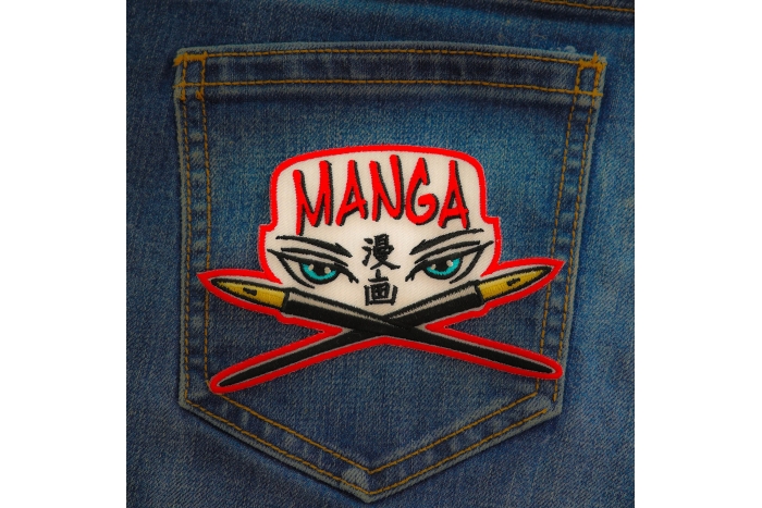 Manga Japanese Comic Book Culture Patch shown on jeans