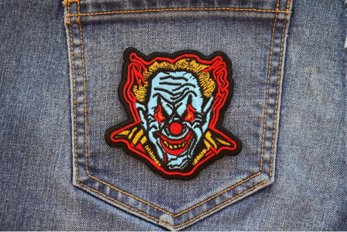 Psycho Clown Patch shown on jeans