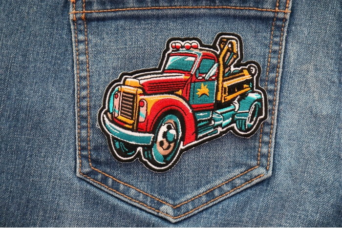 Tow Truck Patch shown on jeans