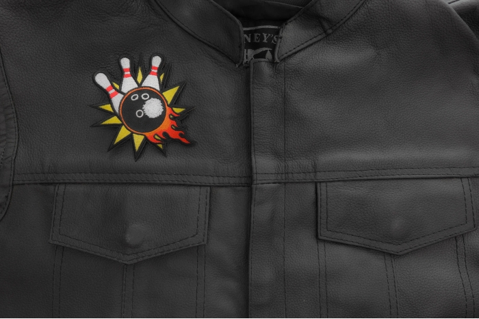 Bowling Patch shown on leather vest