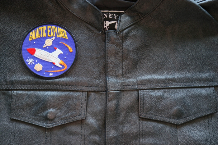 Galactic Explorer Patch shown on leather vest